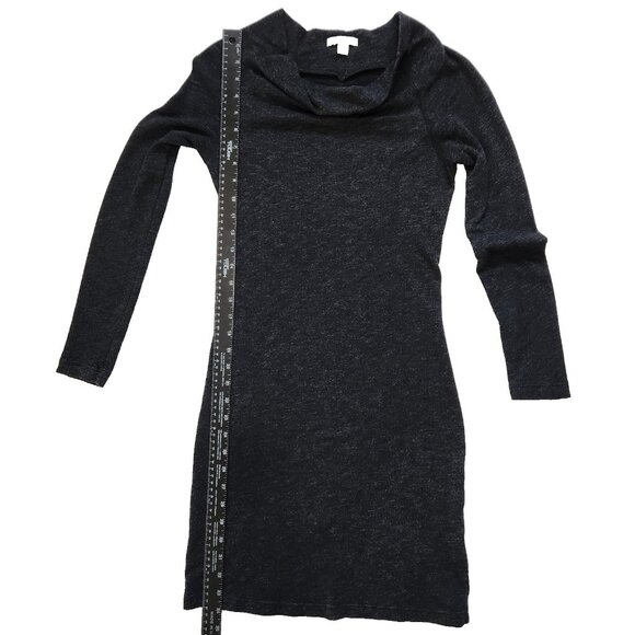 James Perse Dress Size 1 Small Black Raglan Long Sleeve Cowl Neck Sheath - Picture 8 of 10